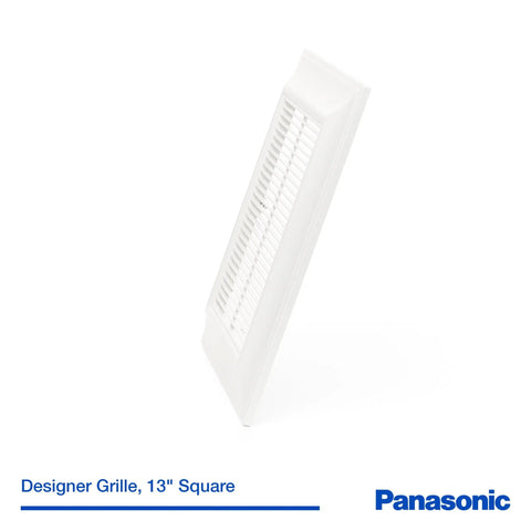 Designer Grille Fan Cover for Exhaust Fans 13 Inch Square - ABS Snap On Vent Grille With White Finish and Beveled Edge