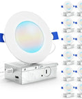 12 Pack 4 Inch LED Recessed Downlights Canless Slim Ceiling Lights 650 Lumens 10W Dimmable With Selectable CCT displayed