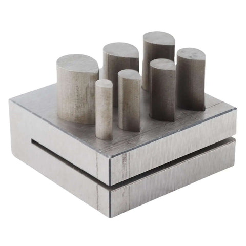 Drop Shape Disc Cutter Set In 45 Steel For Jewelry Making, Pro Grade Die Cutting Tools with multiple sizes on a base