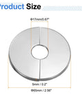 Solid Stainless Steel Split Flange Pipe Collar With Hassle Free Peel Stick Grip Heavy Duty Clip On Escutcheon Trim Ring For Walls Floors Ceilings Bathroom Kitchen Toilet Pipe Covers Two Pack, 65mm face size.