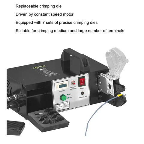 Top Tier Automatic Wire Terminal Crimping Tool, Multifunction Electric Plier Machine for 0.25 to 10mm2 Cables, 7 crimping die sets.