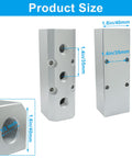 Three Way Five Port Air Manifold Block Aluminum Inline Air Hose Splitter with 1/2 Inch NPT Threads High Flow dimensions