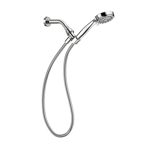 Ignite Chrome Handheld Shower Head With 2.5 GPM High Pressure Spray Five Settings Easy Install Detachable Hose For Any Bathroom