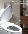 Elongated Bidet Seat With Dual Nozzles, Easy No Wiring Install, Self Cleaning shown spraying water into toilet bowl
