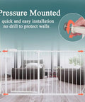 Extra Wide Walk Through Baby Gate For Doorways And Living Areas, Pressure Mounted With Auto Close And Hold Open, White Finish