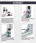 Assembly steps for Rock Solid Aluminum Inside Corner Bracket For T Slot Extrusion 90 Degree Angled Connector.