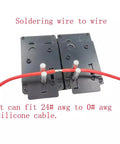 No Drama Soldering Station Jig For Rc Connectors And Silicone Wire, Knockout Workbench Rig For Xt90 Xt60 Ec5 Ec3 T Plug And Xt30, red wire aligning.