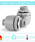 16 Pack 3/4 Inch Liquid Tight PVC Connector Fittings NPT Non Metallic Nylon 6 Electrical Conduit UL Listed