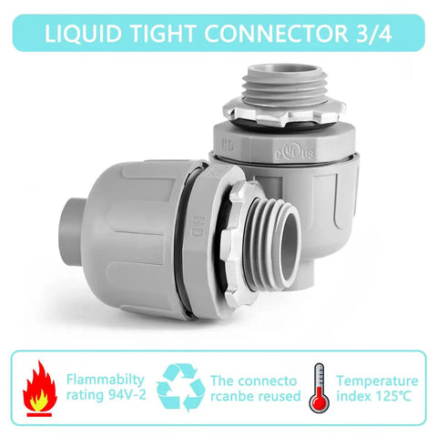 16 Pack 3/4 Inch Liquid Tight PVC Connector Fittings NPT Non Metallic Nylon 6 Electrical Conduit UL Listed