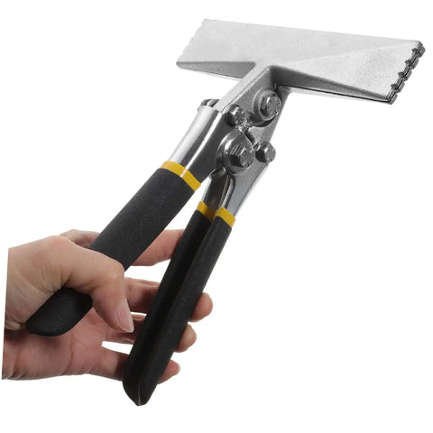 Hand Seamer Metal Bender Tool for Sheet Metal Bending with ergonomic handle, lightweight, shown in hand for size perspective.