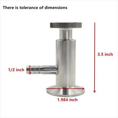 Geife sanitary stainless steel 1.5-inch tri-clamp sample valve with 1/2-inch barb outlet