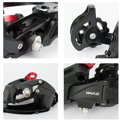 Rear Derailleur For Six To Eleven Speed Bicycles With Red Hanger Extender For Mountain And Road Bikes, Quiet And Smooth Shifting