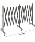 Straight Up Heavy Duty Expandable Metal Barrier On Wheels, adjustable 16.4ft safety fence in coffee brown with locking casters.