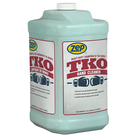 Heavy Duty Industrial Hand Cleaner With Pumice And Lanolin Real Deal Strength Against Grease And Grime Refill Only Without Pump Case Of Four One Gallon Bottles That Clean Hands Like A Charm in a blue container.