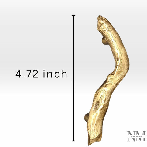 Branch Shaped Cabinet Handle Dope Farmhouse Vibe Solid Brass Drawer Pull With Antique Gold Finish, 4.72-inch size