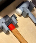 Dual Hammer Holder Wall Mount Set for Garage and Workshop, Heavy Duty Storage Rack With Two Screw Hole Brackets holding hammers
