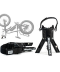 Handlebar Jack V3 Portable Repair Stand for bicycles with 3.7 inch ground offset, includes secure cradle and thicker strap, Made in USA.