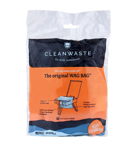 Go Anywhere Portable Toilet Kit For Camping And Travel With NASA Gelling Powder Gel Waste Bag System packaging front view