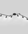 Six Light Track Lighting Kit With Flexible Foldable Arms And Rotatable Heads, E26 Base Black Ceiling Spotlight For Bedroom, Kitchen Or Hallway