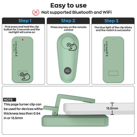 RF Remote Page Turner Clicker For Kindle Paperwhite Scribe Oasis And Tablets Green Hands Free Reading Accessory guide