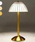 Cordless Gold Table Lamp for Home and Dining Rooms USB Rechargeable 12 Inch Brass LED Lamp with Built In Dimmer and 3 Color Modes