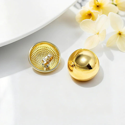 Gold Plated Dope Half Ball Dome Stud Earrings For Women Hypoallergenic Nickel Free Polished Round Button Post Minimalist Jewelry Gift For Christmas Birthday Party, 18mm gold plated stud earrings