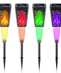 Solar Powered Pathway Lights 4 Pack Multicolor Outdoor Garden Lights IP67 Waterproof For Walkways Yards Lawns Driveways