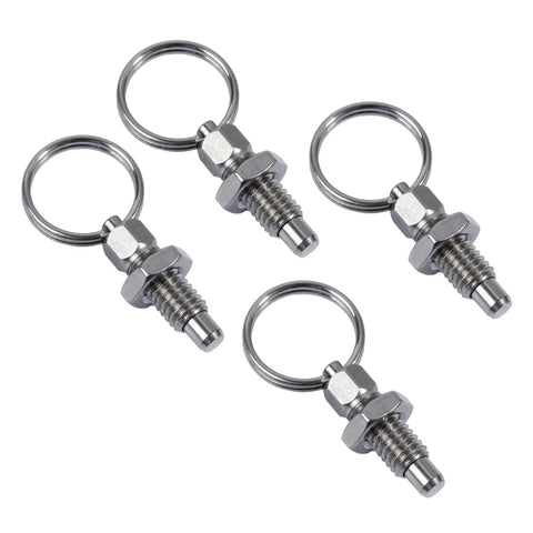4 Pcs Pull Style Indexing Plunger Pins Stainless Steel Spring Loaded Knurled Thumbwheel, precision locking hardware set.