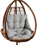Ultra Cozy Hammock Chair Cushion For Patio And Garden Hanging Basket Egg Chair Thick Nest Back Pillow Round Seat Pad Anti Slip Back Support Skin Friendly Soft Filling Gray installed on wicker chair.