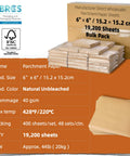 Heavy Duty 6X6 Inch Pre Cut Parchment Paper Squares 19200 Ct Bulk Case in natural unbleached color for commercial baking use.
