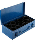 Premium 10 Piece Metric Impact Socket Set With Deep Chrome Vanadium Steel Sockets Ranging From 22mm To 50mm For Heavy Duty Automotive Repair And Professional Garage Work That Is Totally Built Tough, in blue storage case