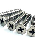 Built Tough Satin Nickel Wood Screws For Cabinet And Door Hinges Number 9 X 1 Inch Flat Head Phillips Drive real deal steel fasteners
