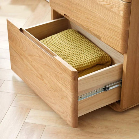 Open wooden drawer with 18 Inch Drawer Slides 10 Pack - 100 Lb Capacity Full Extension Side Mount With Dual Ball Bearing Rollers