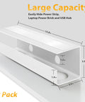 Two Pack Large Capacity Under Desk Cable Management Tray 31.5in Total Length 2x15.7in PVC Standing Desk Cord Organizer