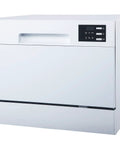 Top Notch Compact Countertop Dishwasher Fits Right Into Any Kitchen Scrubbing Dishes Clean Hassle Free With Energy Star Rating showing LED panel and sleek white exterior.