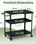 Outdoor Grill Cart Table With Pizza Oven Stand For Indoor And Outdoor Cooking 4 Locking Casters Side Handle Hooks Spice Caddy Paper Towel Holder Large Prep Surface Heavy Duty Black