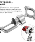 Badass 360 Degree Rotating Table Vise And Bench Clamp Bracket with electric drill clamp and screw grip for workstation use.