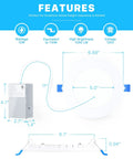 Diagram of Ultra Thin 6 Inch LED Recessed Light With Junction Box 2700K Soft White 12W 110W Equivalent Dimmable Can Killer Downlight