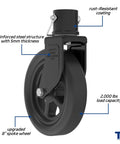 Tough As Nails 2000 Lbs Trailer Jack Swivel Caster Replacement with sturdy 8 inch wheel, reinforced steel structure, and rust-resistant coating.