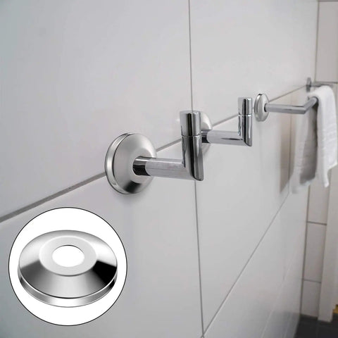 Built Tough 304 Stainless Steel Escutcheon Plates Set Of 12 Slick Pipe Rings Heat Resistant Quick Install Top Shelf Wall Caps For Half Inch Copper Lines Fits Like A Charm Daily on bathroom wall.