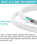 Heat-resistant layer of Right Angle Flat Plug Extension Cord 1 Foot 3 Prong White NEMA 5 15R Grounded SJT 16AWG Flexible Power Cable shown.