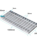 Heavy Duty Galvanized Steel Drain Grate Cover For Outdoor Drainage, dimensions detailed, Anti Slip Metal Sewer Strainer