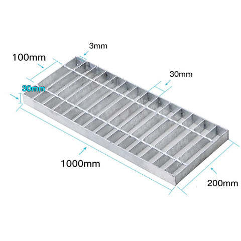 Heavy Duty Galvanized Steel Drain Grate Cover For Outdoor Drainage, dimensions detailed, Anti Slip Metal Sewer Strainer