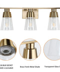 Three Light Bathroom Vanity Light Fixtures Modern Gold Wall Sconces With Seeded Glass Shade for Mirror, E26 socket shown