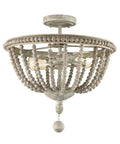 Modern Farmhouse Semi Flush Mount Ceiling Light With Wood Bead Shade Open Bowl Frame Boho Chic Warm Glow Easy Install Home Decor Ceiling Fixture Versatile For Kitchen Island Hallway Or Bedroom Vibe, showcasing wood bead detail, suitable for farmhouse decor.