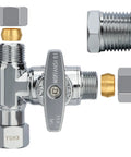 Brass Angle Stop Add A Tee Valve For Bidet Sprayer Systems with Three Way Diverter Connector, compression and adapter fittings