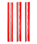 Premium Top Shelf Heavy Duty Invisible Acrylic Hinges With Rust Proof Stainless Steel Shaft Self Adhesive Continuous Piano Hinge Three Pack, clear acrylic hinges in red, 300 x 42 mm.