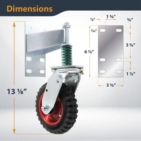 Six Inch Spring Loaded Gate Wheel Swivel Caster For Driveway Fences And Gates Beefy Heavy Duty 500 Lbs Roll Smooth
