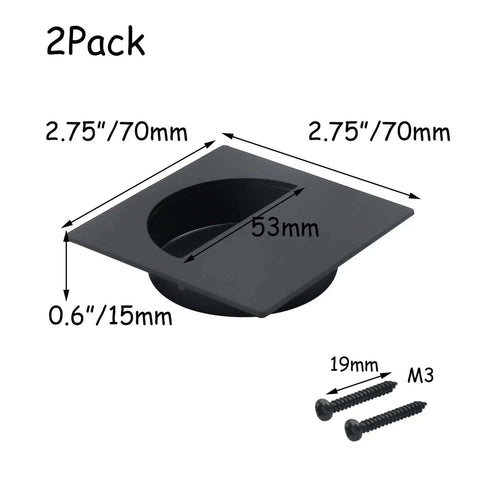 2 Pack Recessed Door Pulls Square Flush Handles For Pocket Doors Bypass Doors Barn Doors And Sliding Closets Sleek Black