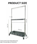 Stainless Steel Broom Organizer Rack For Wet Mops And Long Handled Tools Heavy Duty Weatherproof Storage with wheels and drip tray